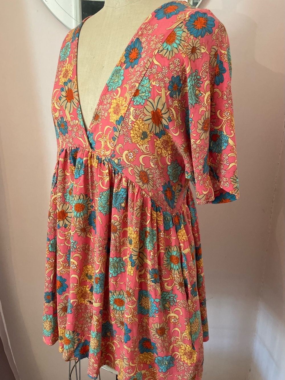 O'Neill Pink Floral Babydoll Mini Dress/ Coverup
